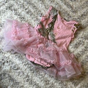 6M real tree, ruffle onesie, dress 100% cotton pink new without tags